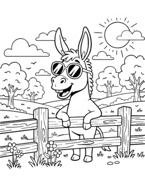 Stylish Donkey with Sunglasses Coloring Page by Mindset Flow