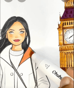 Stylish Girl in Front of Big Ben London Landmark Adult Coloring Page-HowToVideo