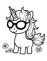 Stylish Unicorn With Sunglasses Flower Coloring Page By Mindset Flow