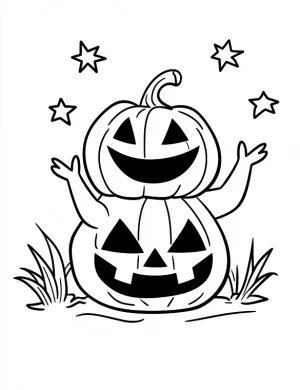 Stylized Cartoon Pumpkin Scarecrow Coloring Page by Mindset Flow