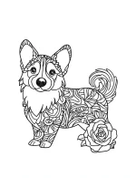 Stylized Dog with Floral Mandala Patterns Coloring Page by Mindset Flow