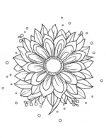 Stylized Flower Design With Petals And Circles Coloring Page by Mindset Flow