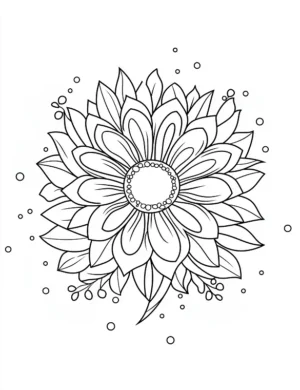 Stylized Flower Design With Petals And Circles Coloring Page by Mindset Flow