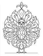 Stylized Peacock Mandala with Intricate Feather and Tail Designs Coloring Page by Mindset Flow