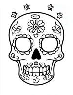 Sugar Skull With Floral Designs Coloring Page by Mindset Flow