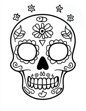 Sugar Skull With Floral Designs Coloring Page by Mindset Flow