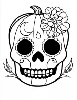 Sugar Skull With Floral Details Coloring Page by Mindset Flow