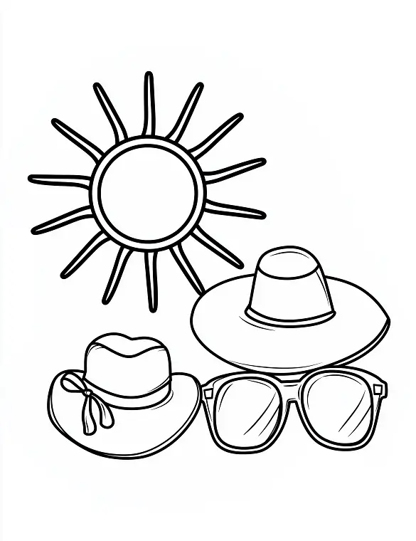 Sun And Beach Accessories Adult Coloring Page By Mindset Flow