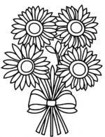 Sunflower Bouquet With Bow Adult Flower Coloring Page By Mindset Flow