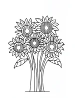 Sunflower Cluster In Vase Adult Flower Coloring Page By Mindset Flow