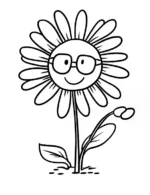 Sunflower With Glasses Adult Flower Coloring Page By Mindset Flow