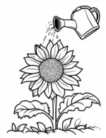 Sunflower With Watering Can Adult Flower Coloring Page By Mindset Flow