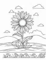 Sunflower in Field Adult Flower Coloring Page By Mindset Flow