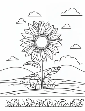 Sunflower in Field Adult Flower Coloring Page By Mindset Flow