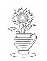 Sunflower in Jug-Like Ceramic Pot Coloring Page