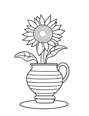 Sunflower in Jug-Like Ceramic Pot Coloring Page