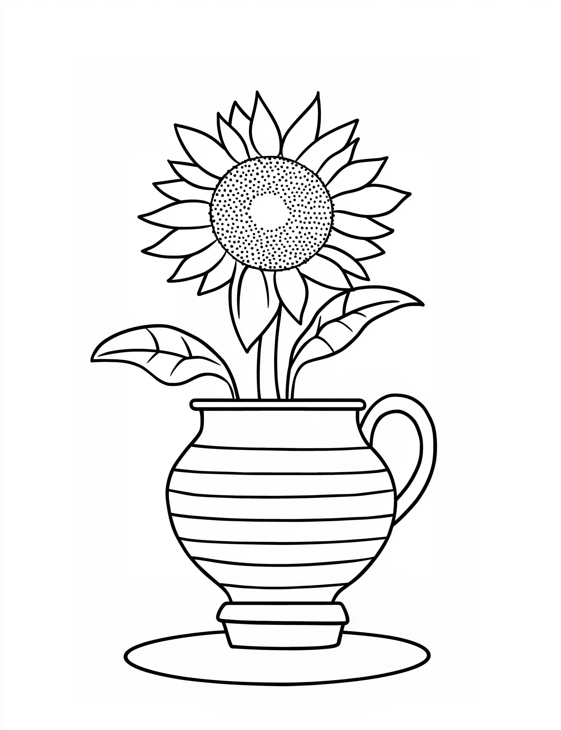 Sunflower in Jug-Like Ceramic Pot Coloring Page