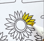 Sunflowers Blooming In Summer Field Coloring Page-HowToVideo