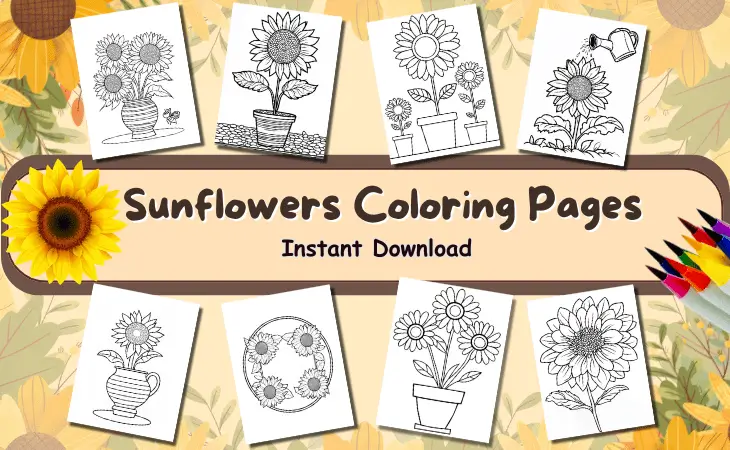 Sunflowers Coloring Pages by Mindset Flow