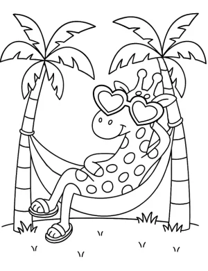 Sunny Giraffe Relaxing in Hammock Coloring Page by Mindset Flow