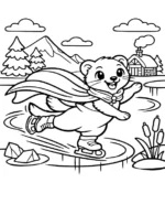 Super Otter Ice Skating in Cape Coloring Page By Mindset Flow