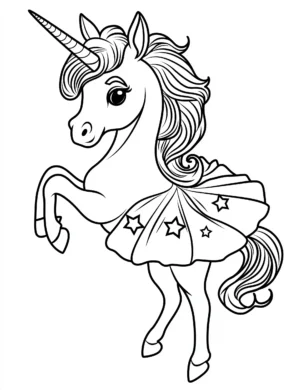 Superhero Unicorn in Starry Skirt Coloring Page