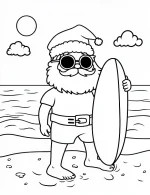 Surfing Santa Claus Christmas Coloring Page Printable Fun Holiday Beach Theme By Mindset Flow