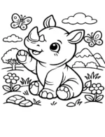 Sweet Baby Rhino Coloring Page By Mindset Flow