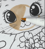 Sweet Cat Holding a Bouquet of Flowers Valentine Coloring Page-HowToVideo
