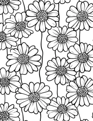Sweet Daisy Blossom Field Flower Coloring Page By Mindset Flow