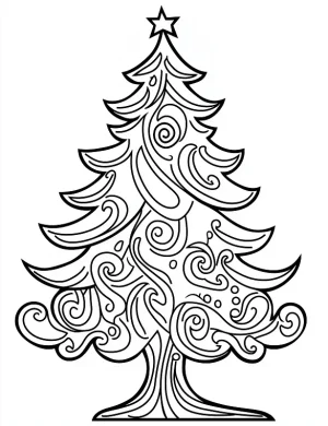 Swirling Christmas Tree Mandala Coloring Page by Mindset Flow