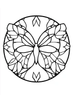 Symmetrical Butterflies Arranged In a Circular Pattern Coloring Page by Mindset Flow