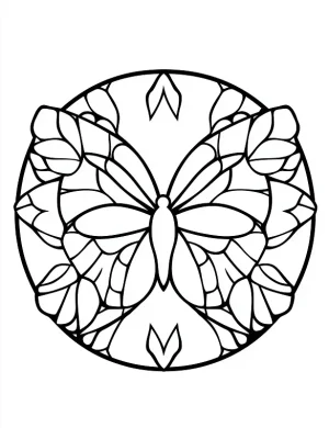 Symmetrical Butterflies Arranged In a Circular Pattern Coloring Page by Mindset Flow