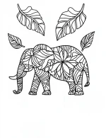 Symmetrical Elephant Mandala with Floral and Geometric Elements Coloring Page by Mindset Flow