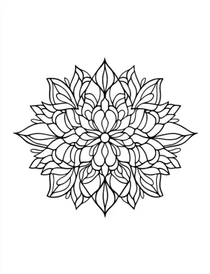 Symmetrical Floral Mandala with Petal Patterns Coloring Page by Mindset Flow