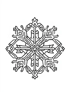 Symmetrical Geometric Snowflake Mandala Coloring Page by Mindset Flow