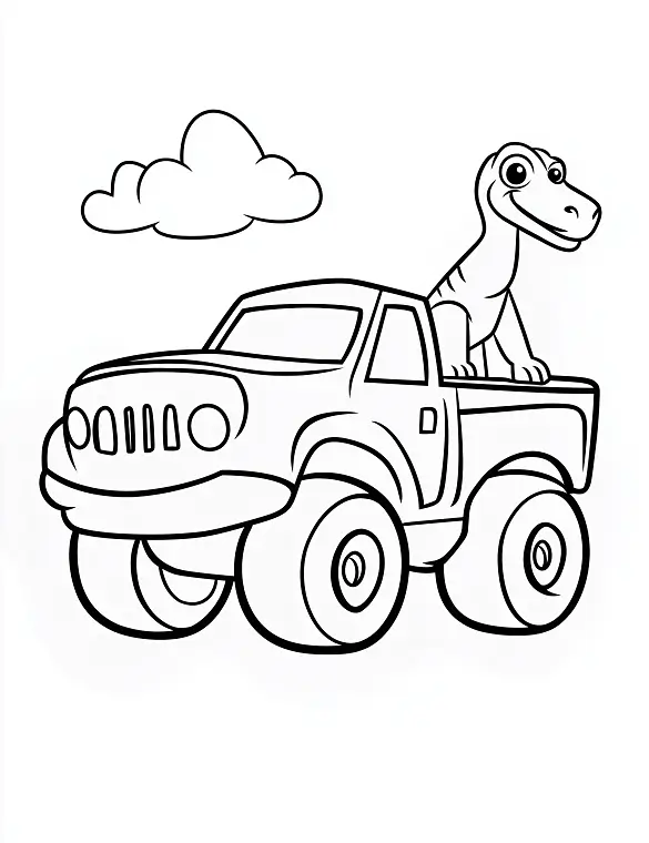 T-Rex Riding Monster Truck In Fun Cartoon Style By Mindset Flow