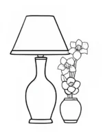 Table Lamp and Vase of Daffodil Flowers Coloring Page