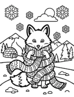 Tangled Arctic Fox Scarf Coloring Page By Mindset Flow