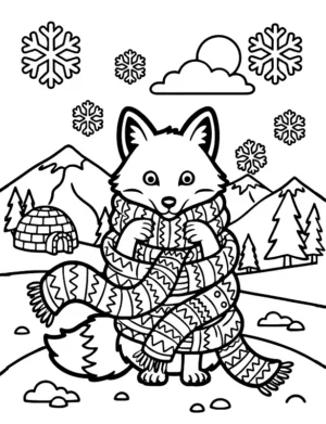 Tangled Arctic Fox Scarf Coloring Page By Mindset Flow