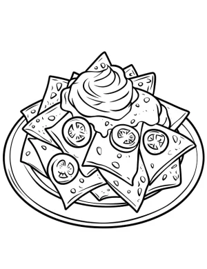 Tasty Nachos with Creamy Topping Coloring Page by Mindset Flow