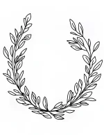 Thin Lavender Sprigs Circular Border with Leaves Coloring Page