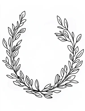 Thin Lavender Sprigs Circular Border with Leaves Coloring Page