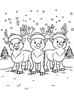 Three Happy Reindeer Christmas Coloring Page By Mindset Flow
