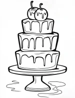 Three Tier Dripping Cake with Cherries Coloring Page by Mindset Flow