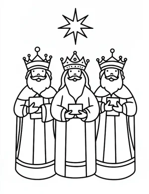 Three Wise Men Under the Star Christmas Coloring Page By Mindset Flow