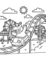 Thrilling Hippo Rollercoaster Adventure Coloring Page By Mindset Flow