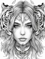 Tiger Woman With Intricate Designs Adult Coloring Page By Mindset Flow