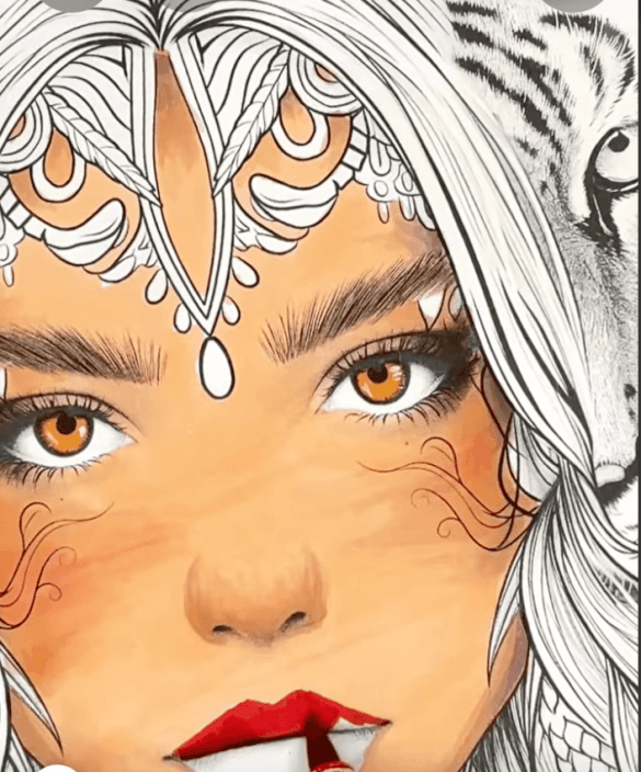 Tiger Woman With Intricate Designs Adult Coloring Page-HowToVideo