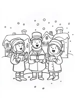 Traditional Christmas Caroling Scene Coloring Page By Mindset Flow
